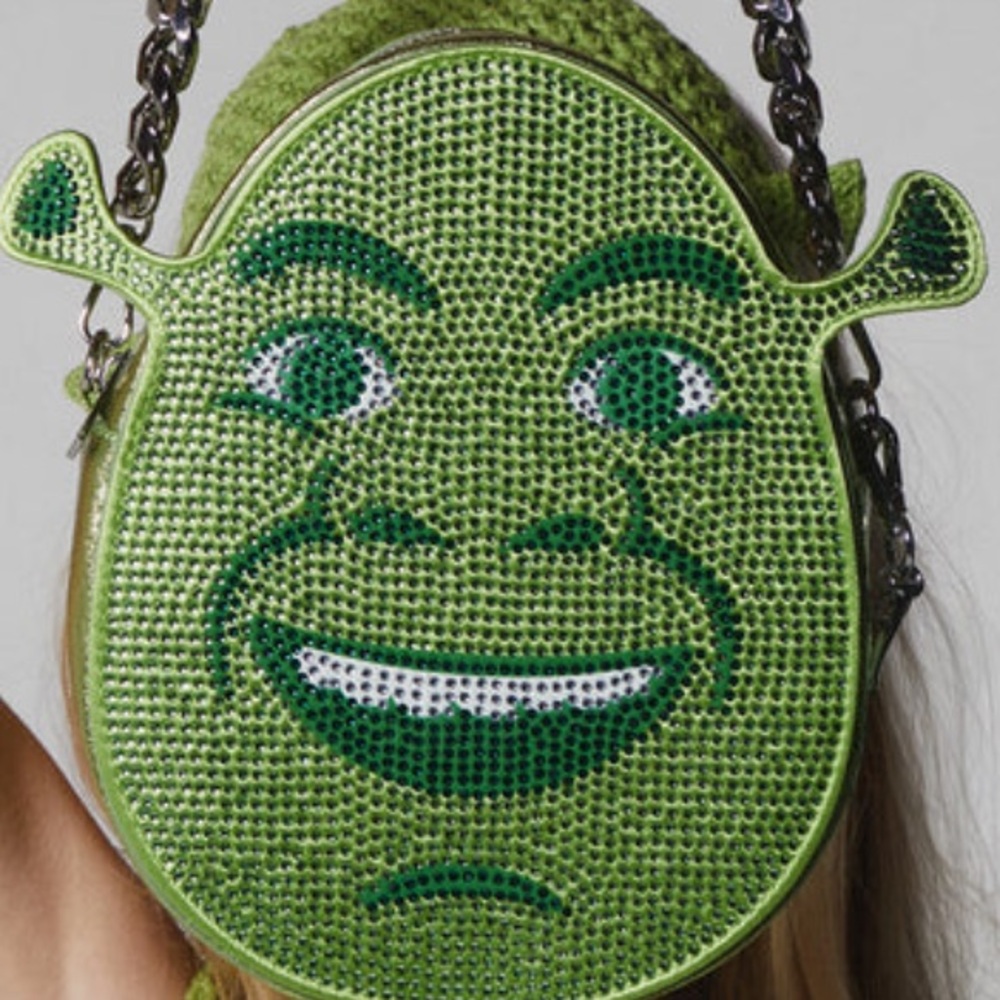 Green Rhinestone Shrek Face Crossbody Bag NEW BBOX4 - Picture 9 of 11